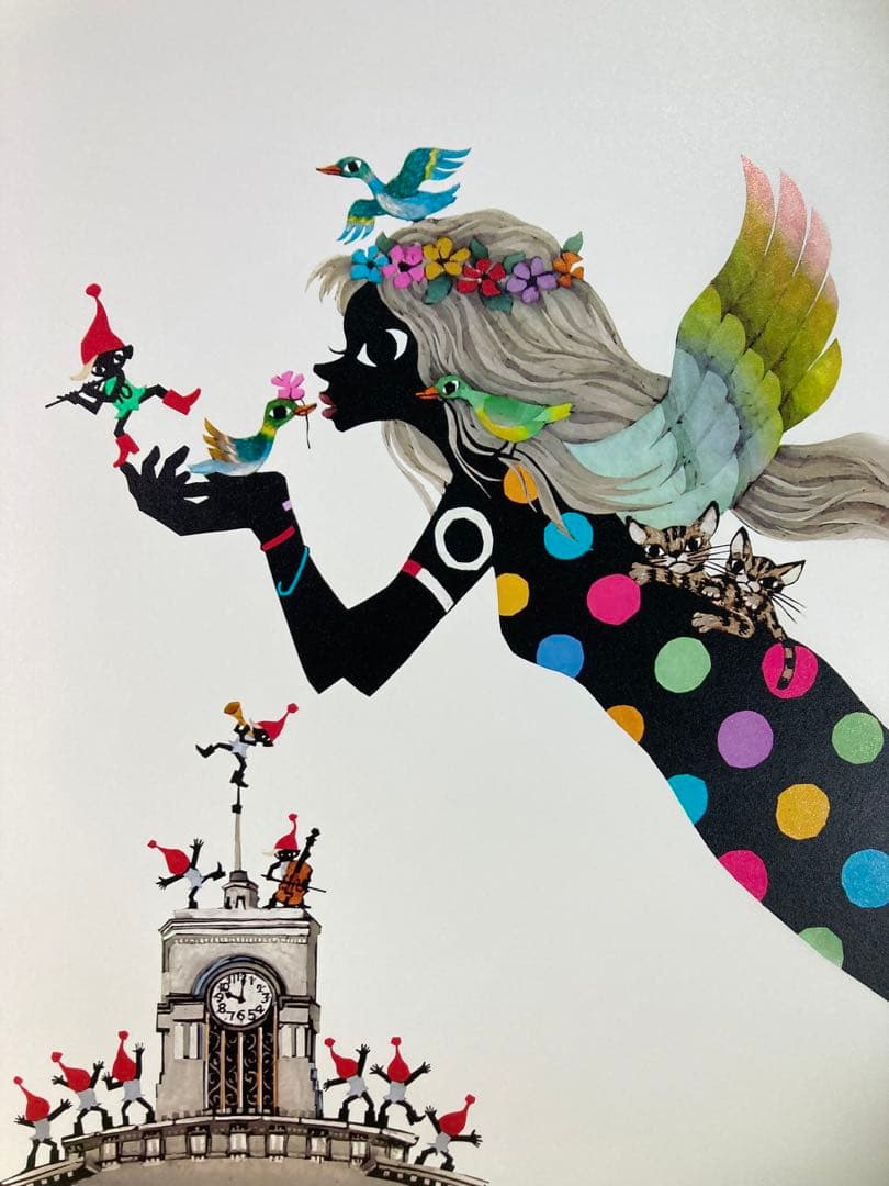 【真作保証】藤城清治「天使の少女」レフグラフファイン 直筆サイン 版画 額装