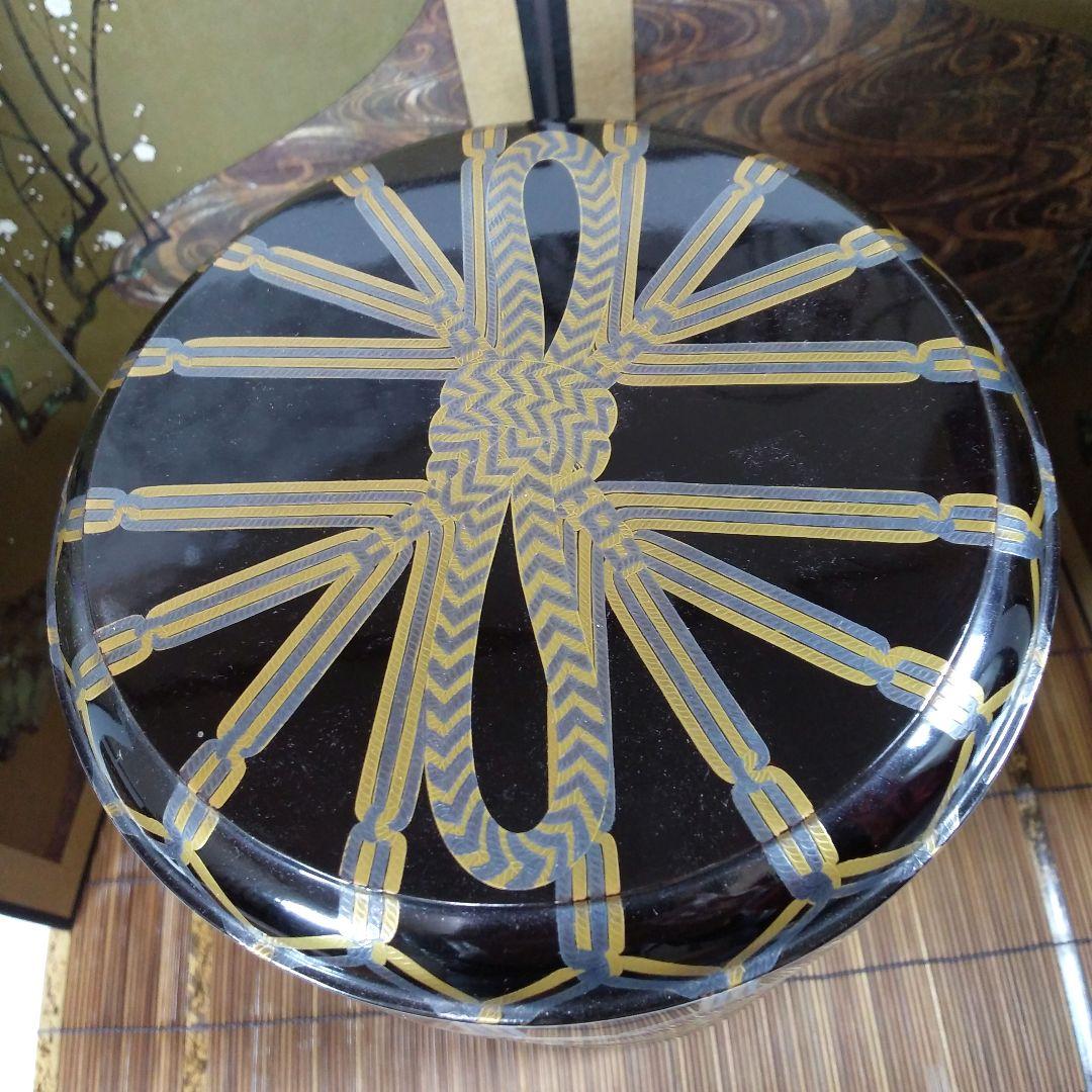 江戸時代骨董 金と銀の紐が六角形に結ばれた模様 四段重箱