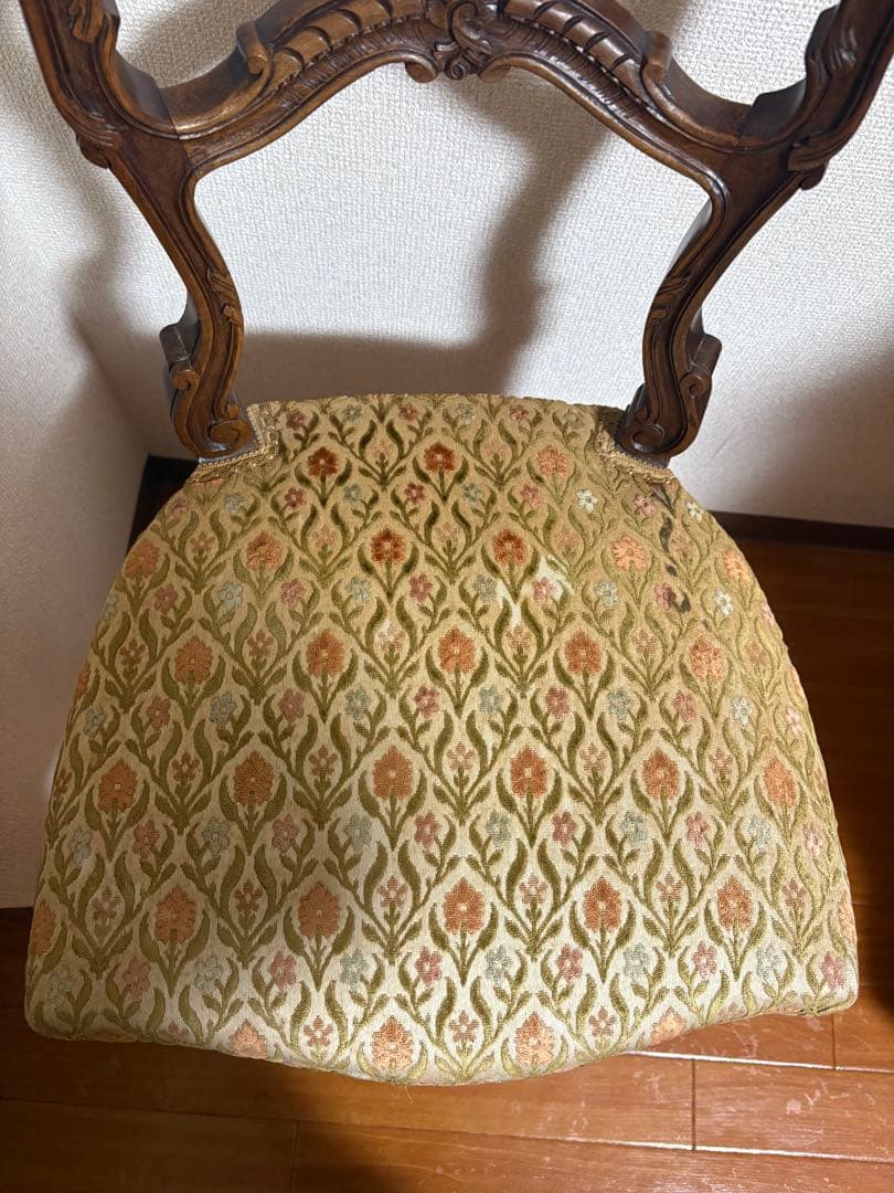 アンティーク家具 椅子 花柄チェア 木製　猫脚