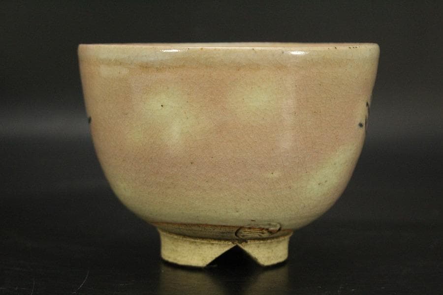 茶道具 月谷焼 月谷初子作 茶碗 風景画 美品 箱入(メ1282)