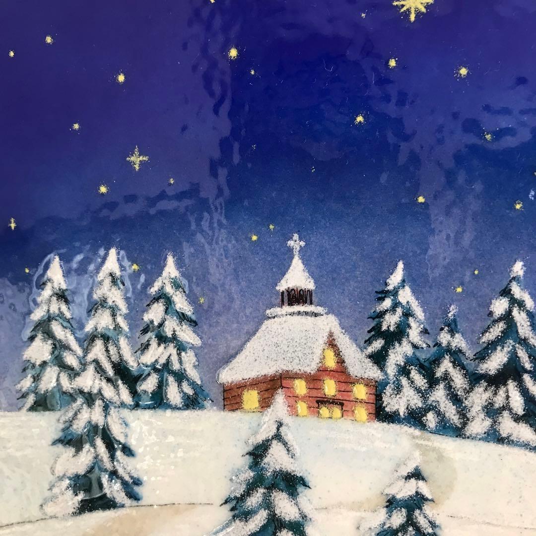 日本産　伝統工芸品　アート　七宝焼しっぽう技術　ホワイトクリスマス　送料込