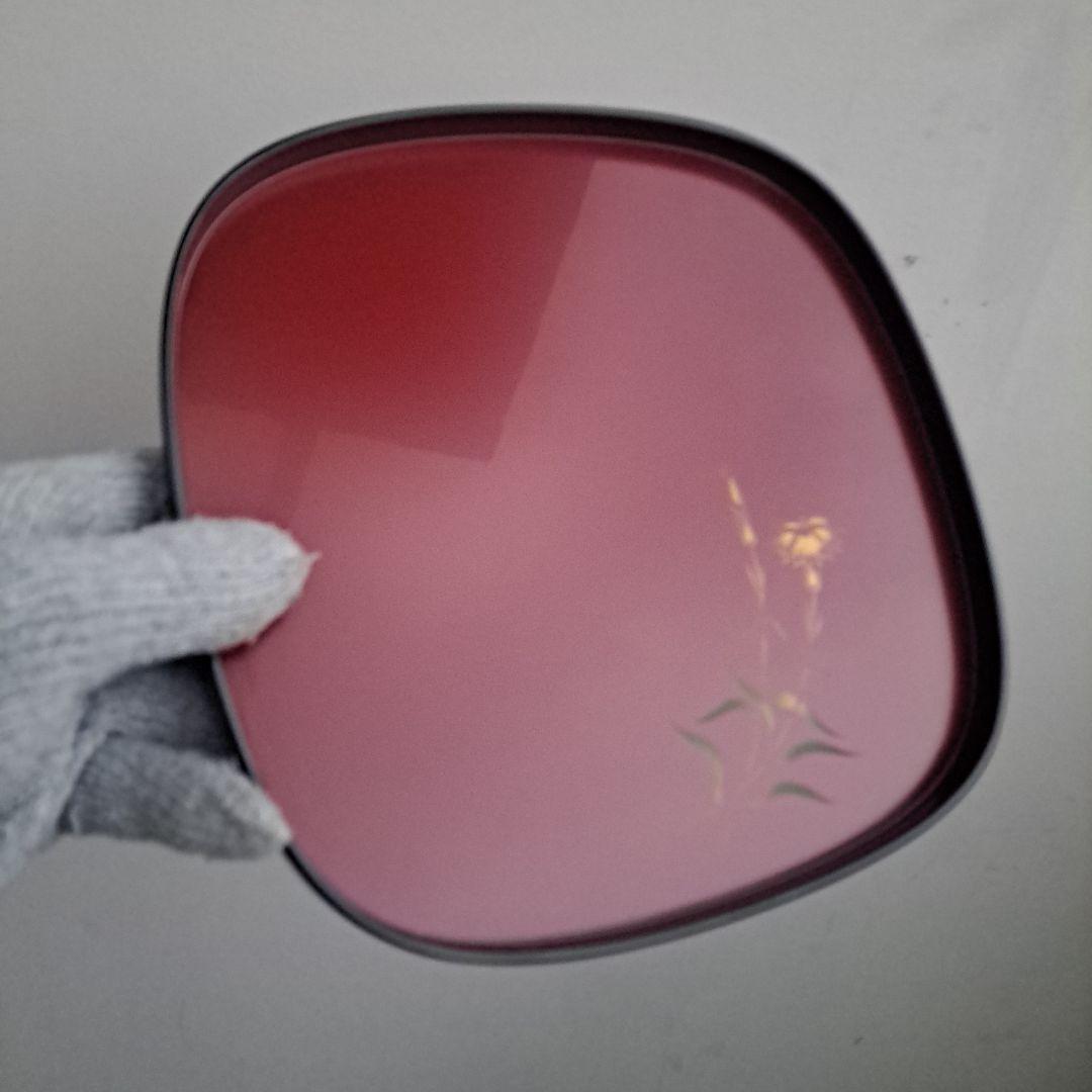 【輪島塗　7.5寸\"轡型\"大皿×5客】布着本堅地　撫子\"沈金　未使用品