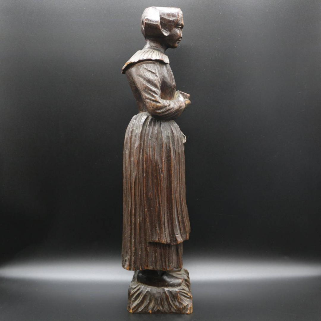 木彫 オブジェ 男女ペア アンティーク 置物 高さ約35cm