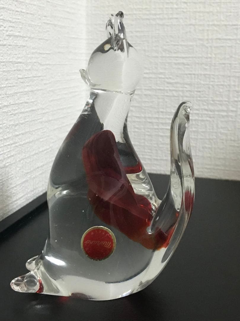 ベネチアンガラス Murano ムラノ　ムラーノ　猫　キャット　2点セット