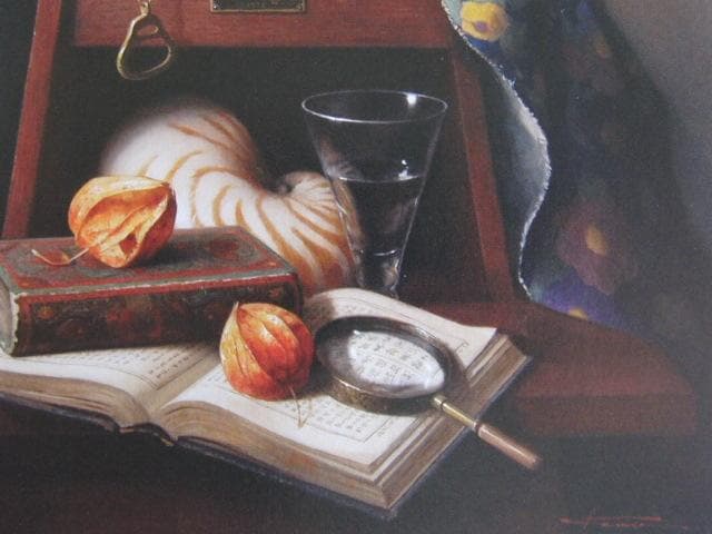 伊熊義和、【Study】、希少な額装用画集画、新品高級額 額装付、状態良好