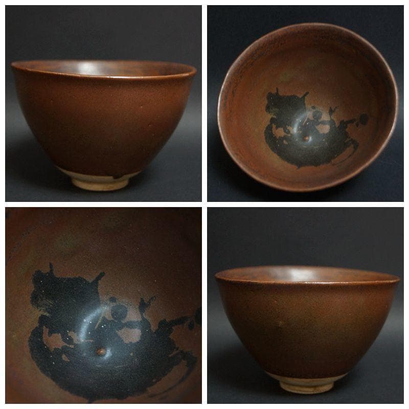 古瀬戸 瀬戸茶碗 流れ釉 箱付 / 茶事 茶道具 ☆時代物☆