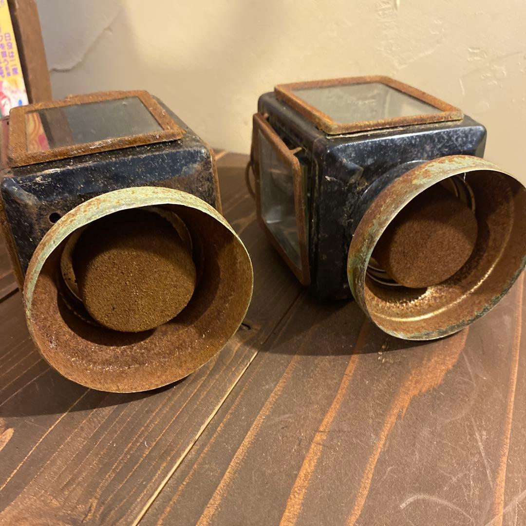 ヴィンテージ 四面ガラス スケーターズ ランタン　2点セット