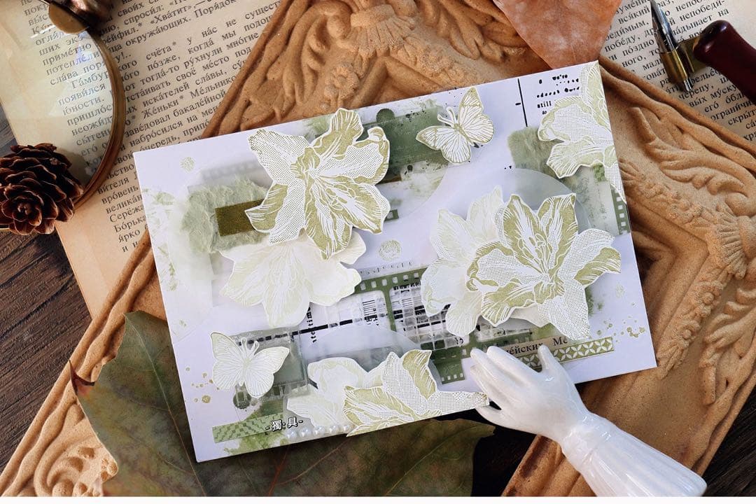 小白家文創《染花落》海外マスキングテープ　マステ 【2211】