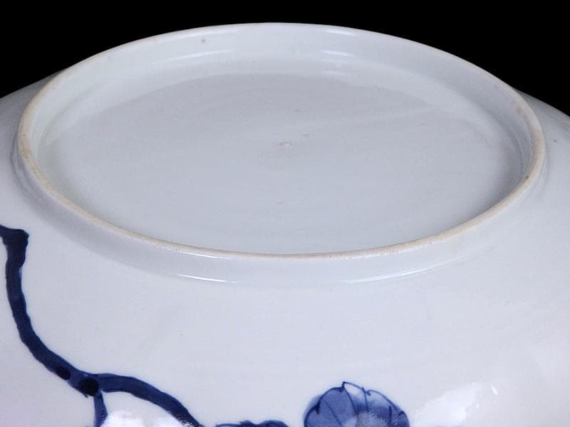 DAj 古伊万里　染付　菊花紋様の図　７寸皿