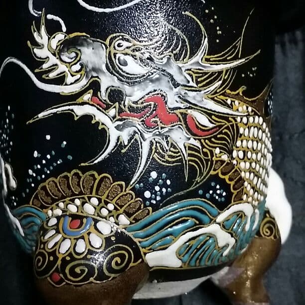 金彩龍図の蘭鉢