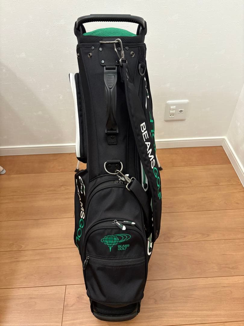 BEAMS GOLF スタンド付きキャディバッグ 黒/緑