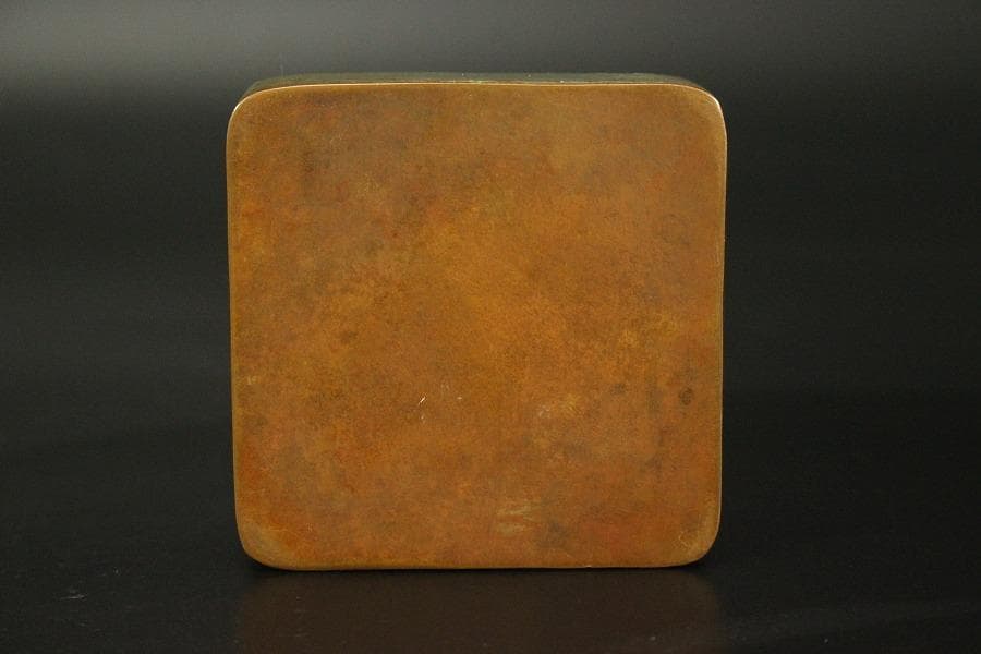 中国美術 古錫 刻 人物 題詞 朱肉 蓋物(HA432)