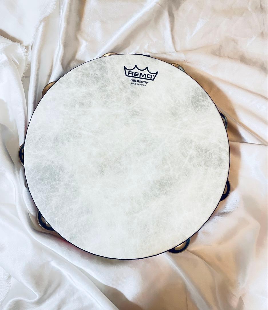 REMO レモ タンバリン 25cm Fiberskyn 木製 ダブルジングル赤