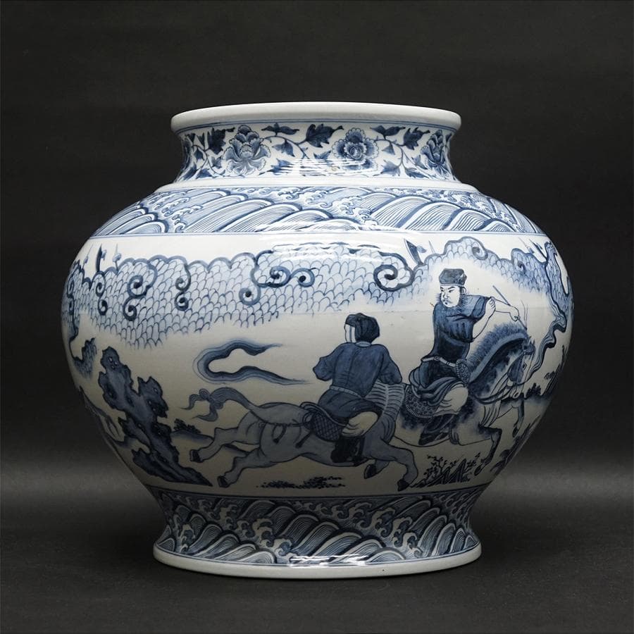 中国美術 中国古玩 特大染付花瓶 花生 飾壷 唐物 磁器 陶芸 古美術品