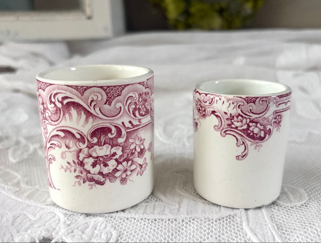 【美品】 フランスアンティーク ポット ２個 BFK DAUPHIN ロカイユ