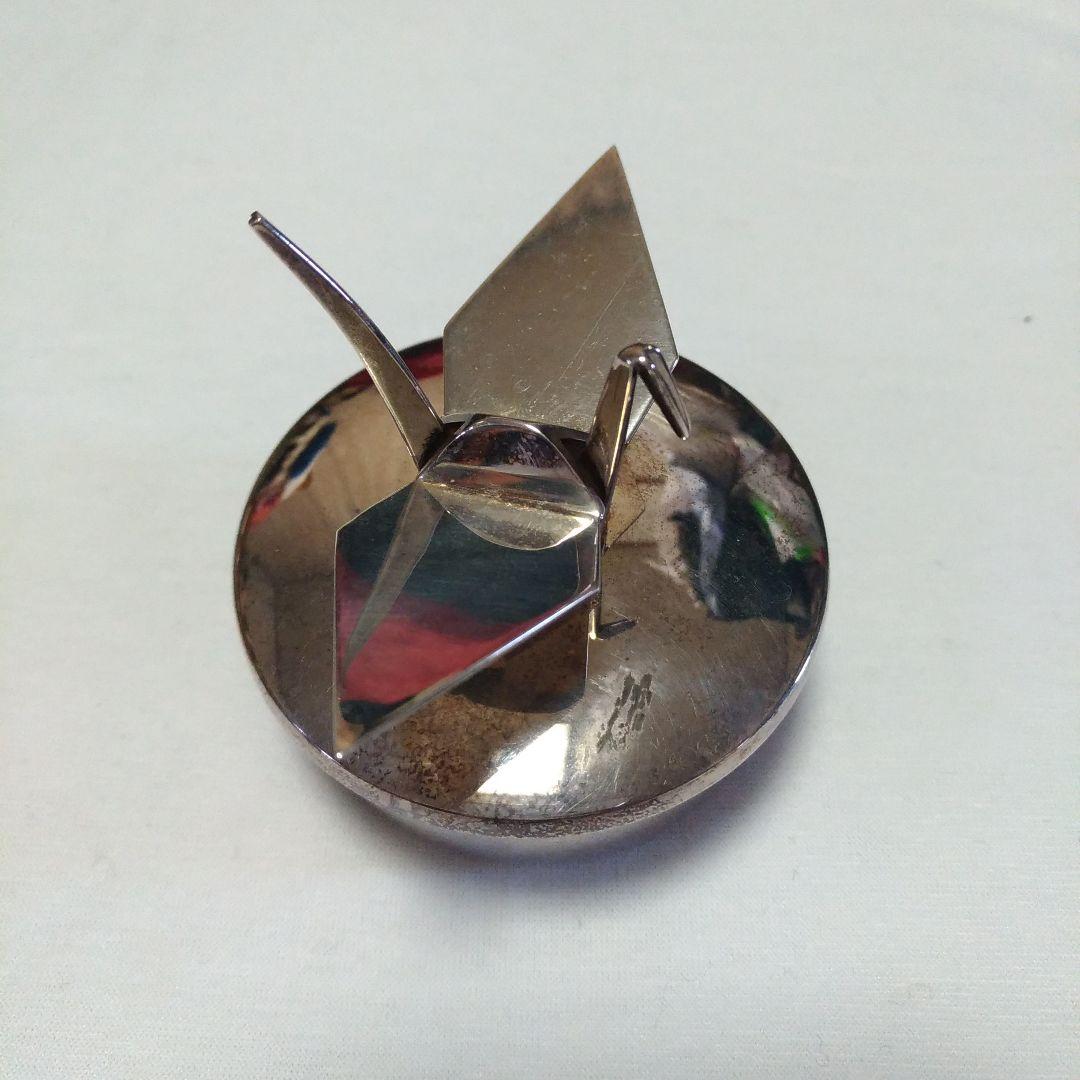 銀製。シルバー970。ボンボニエール。小物入れ。折り鶴。宮本商行。スレ、キズ有り