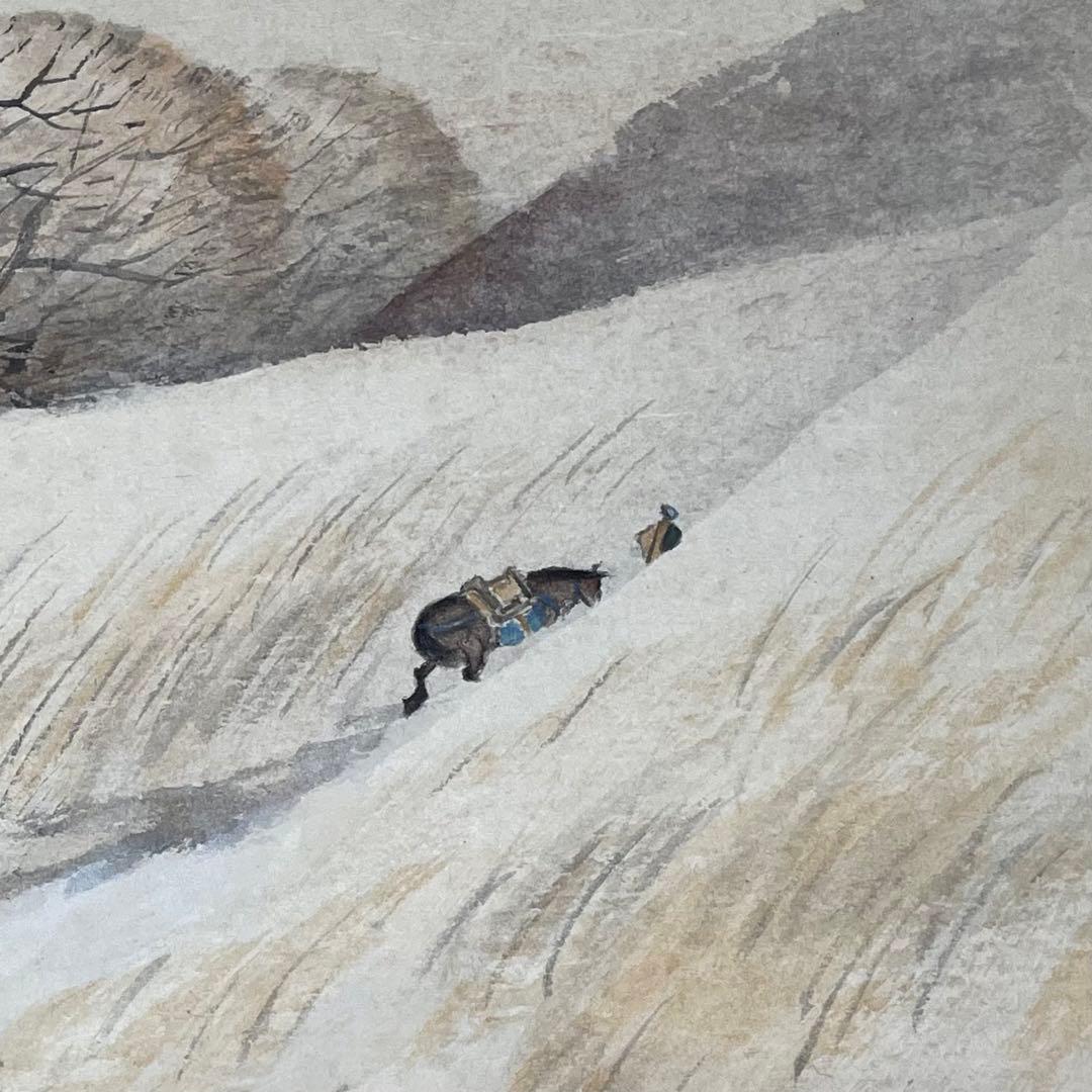 住千代数　掛軸　「晩秋」　サイン落款入り　共箱付き　日本画　雪山　25.5.31