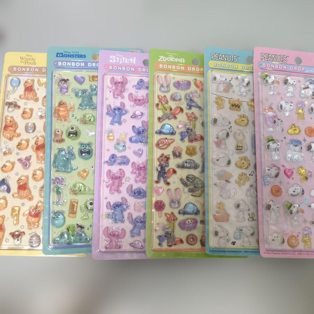 【正規品】ディズニー　通常サイズ　ボンボンドロップシール　6枚セット