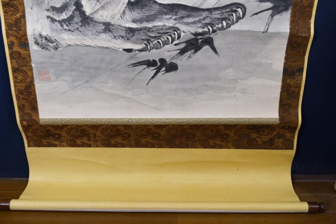 【模写】土方稲嶺/猛虎図/江戸中・後期/掛軸/名家伝来/AA-514