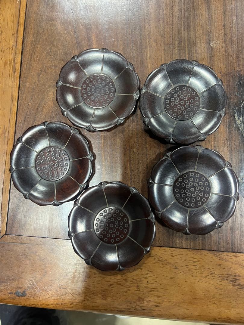 紫檀木茶托　唐木　5枚セット