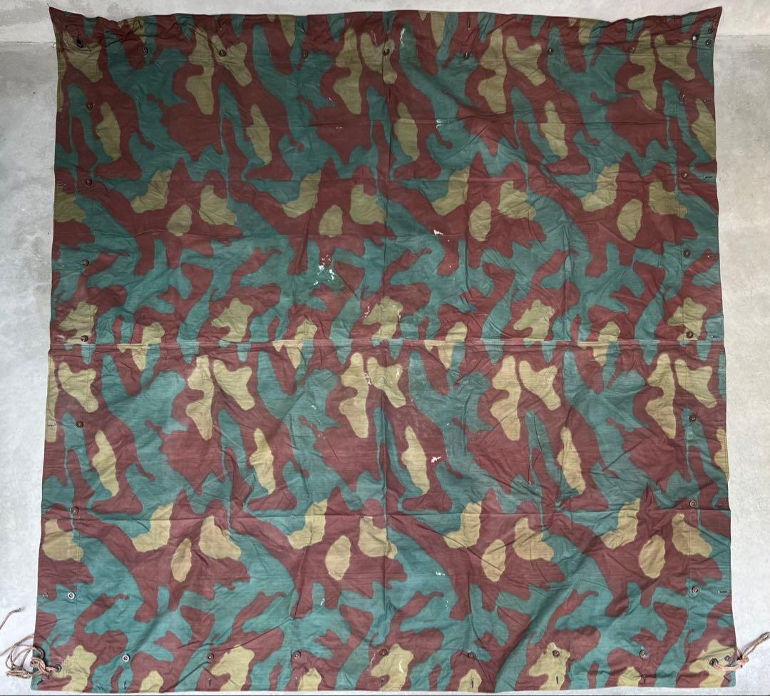 ②1950年 デッドストック イタリア軍幕 タープ テント サンマルコ迷彩 実物