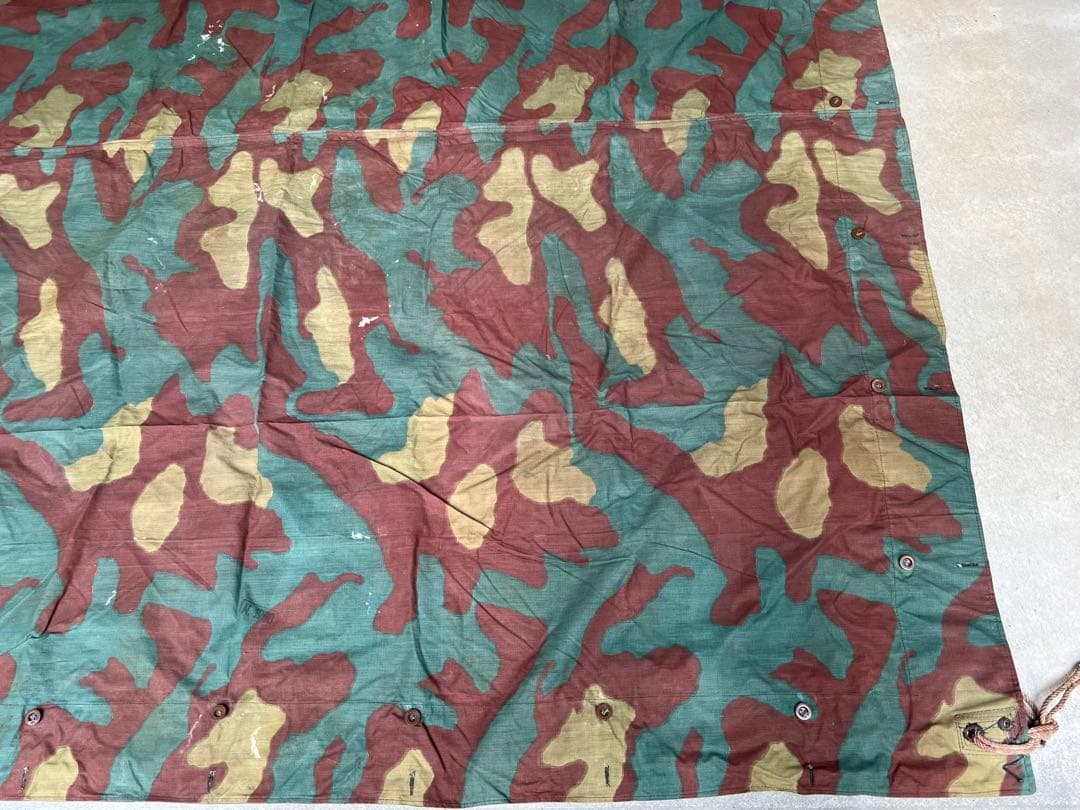 ②1950年 デッドストック イタリア軍幕 タープ テント サンマルコ迷彩 実物