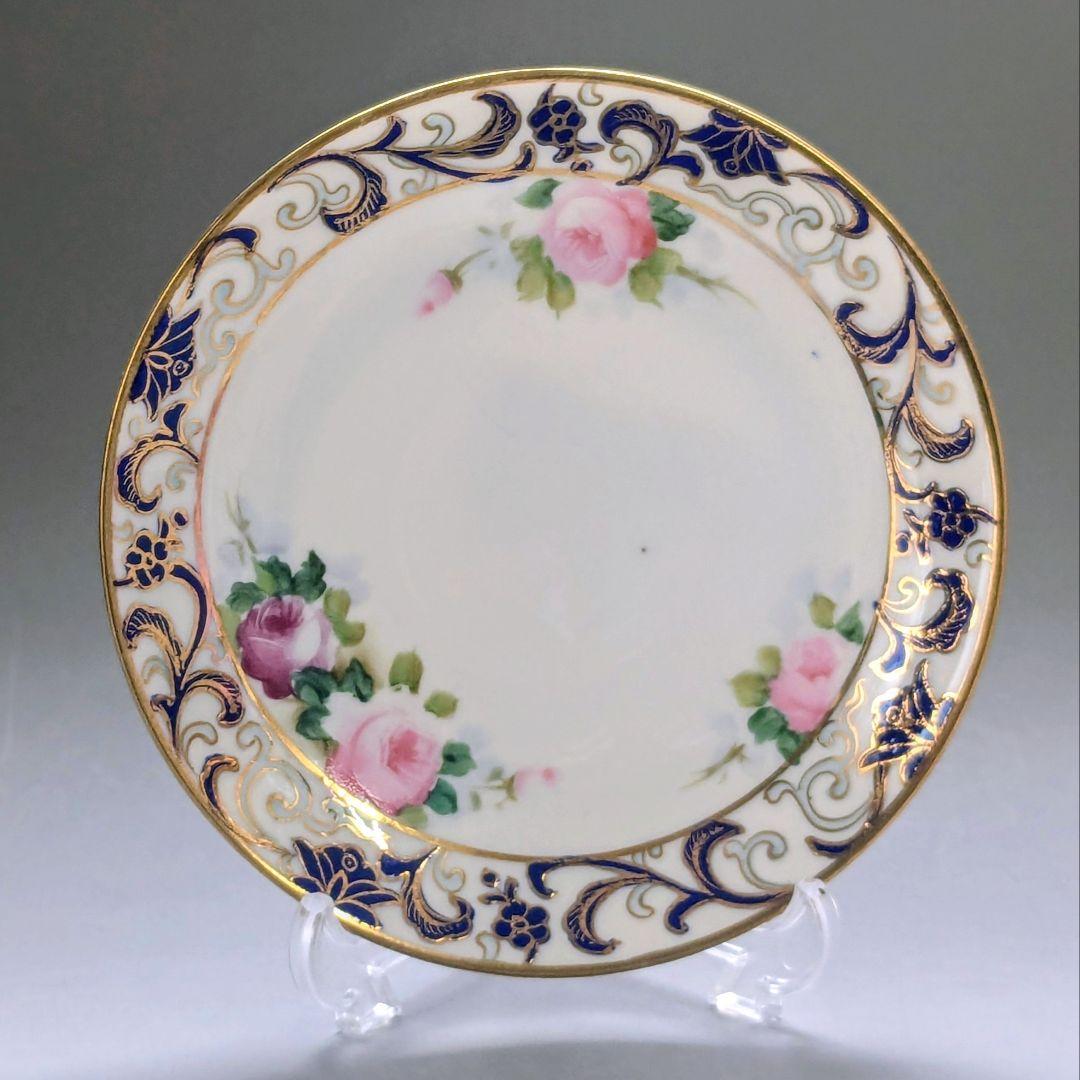 オールドノリタケ銘品!! 　金彩藍帯薔薇図紋　キャビネットカップ＆ソーサー