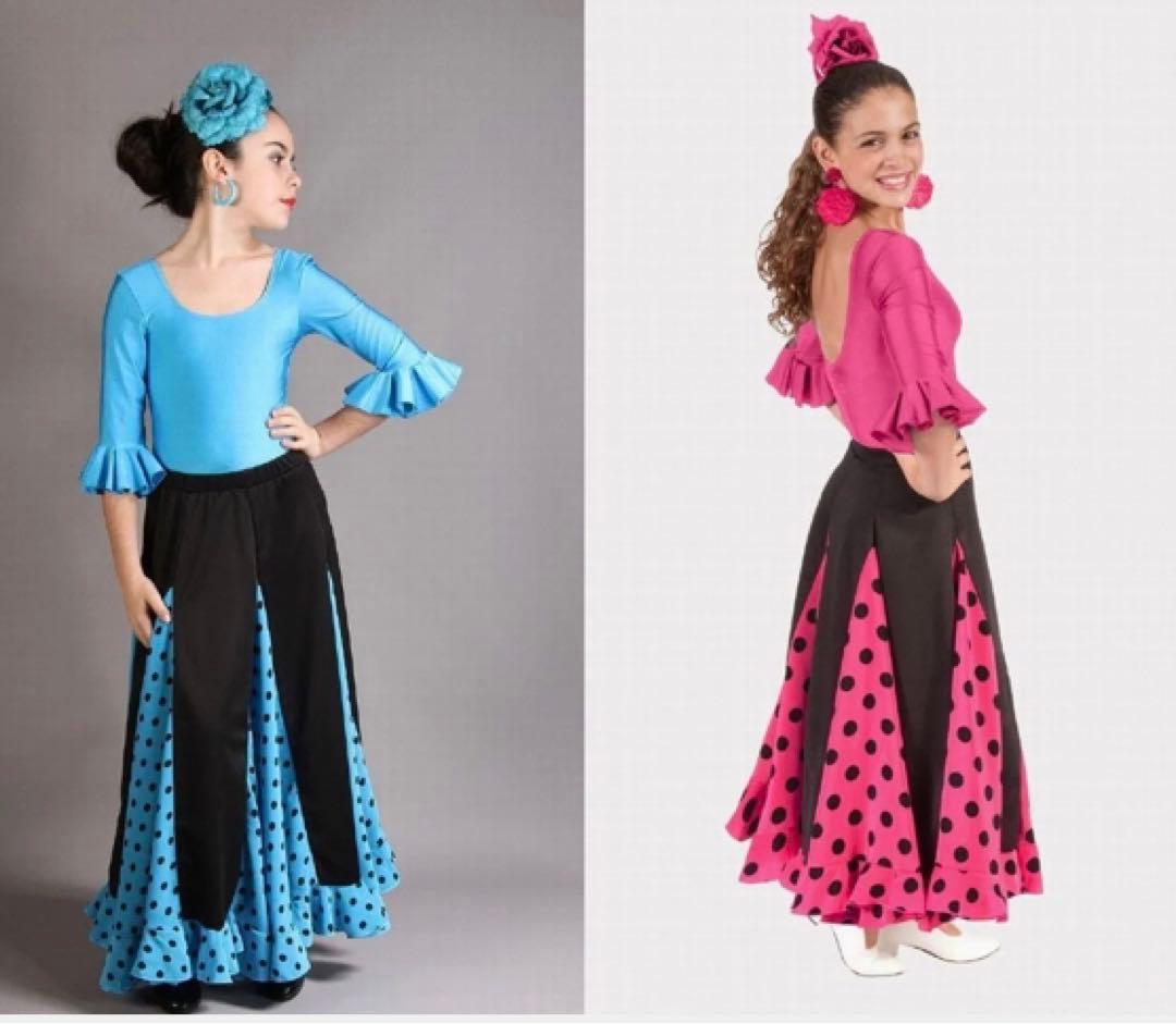 スペイン直輸入✳︎フラメンコ用子どもセットアップ　トルコブルー