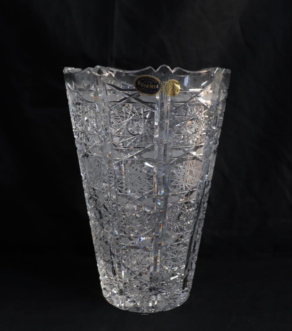 美品　ボヘミア　クリスタル大花瓶　送料込み251030