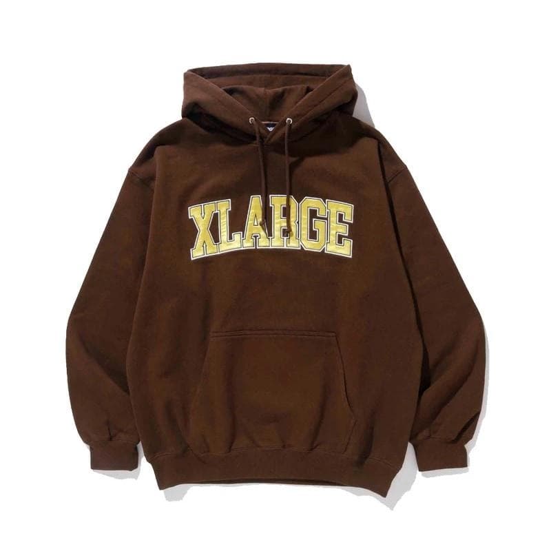 X-LARGE COLLEGE LOGO フーディー L BROWN