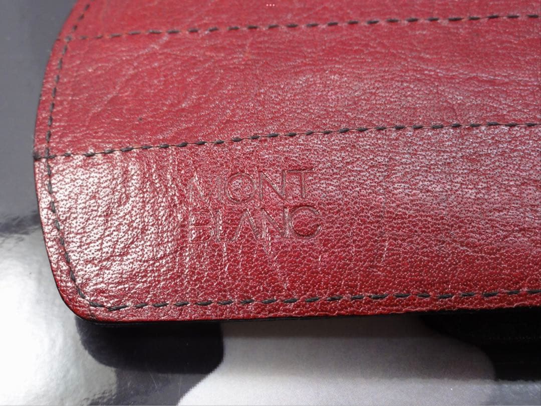 モンブラン　★極上保管ボルドー美品★ヴィンテージ本革セパレート型ペンポーチ3本差
