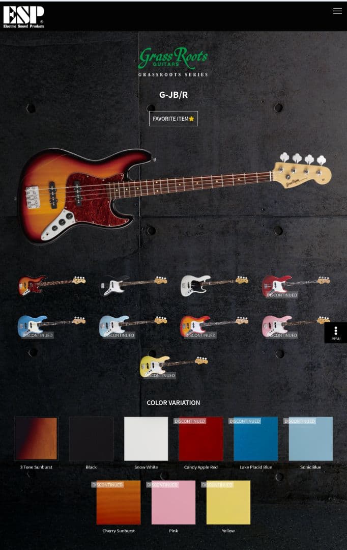 定価66,000円 ESP系列 Grassroots G-JB/R サンバースト