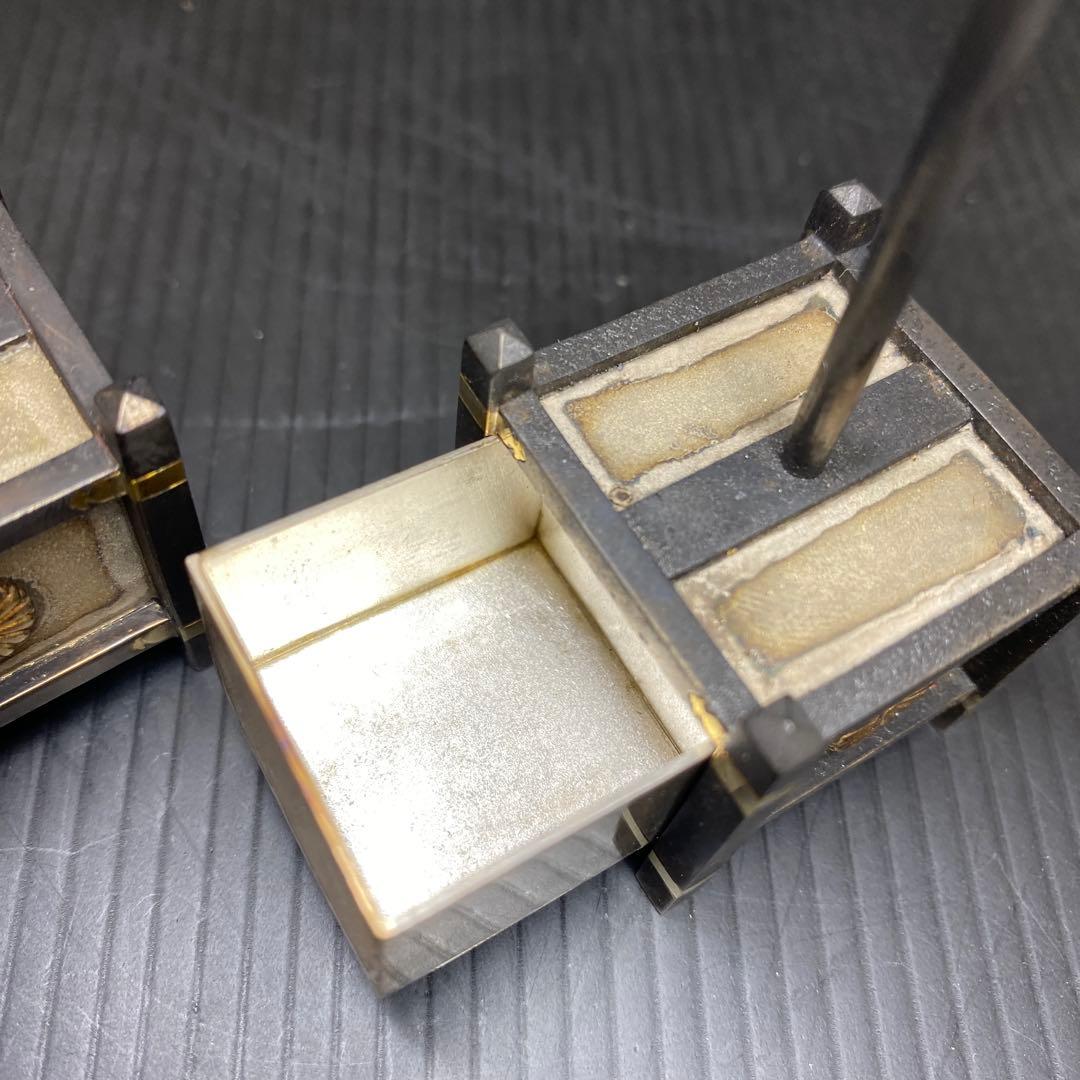 天皇御下賜品　純銀服部製　槍型　菊紋ボンボニエール　一対　東さ8-0208☆2F