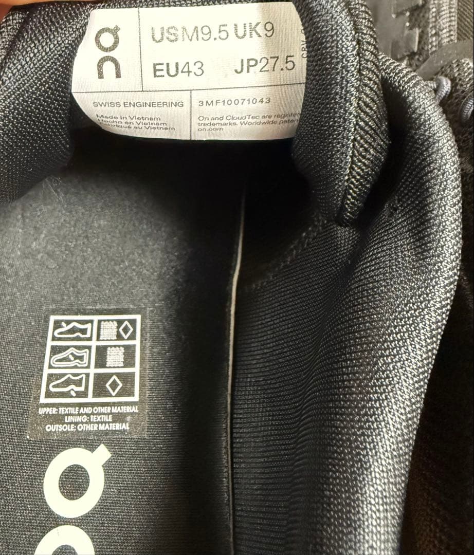【美品・2回着用】On Cloud 6 ブラック 27.5cm（JP）