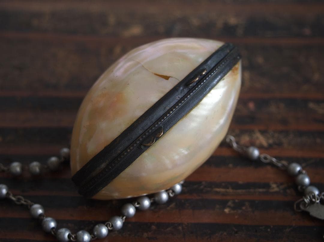 マザーオブパールのケース&ロザリオ 十字架 20世紀 聖遺物/K191