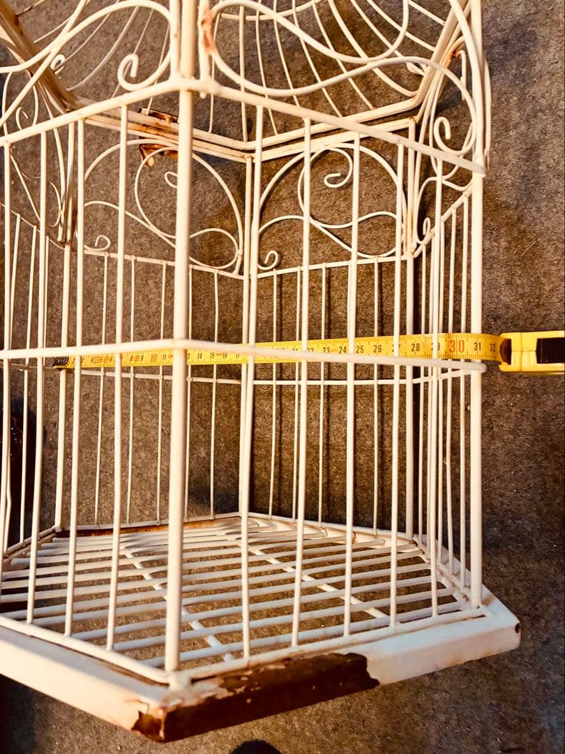 アイアン＊シャビー錆びアンティーク鉄金属エイジング＊アンティーク白い鳥かご