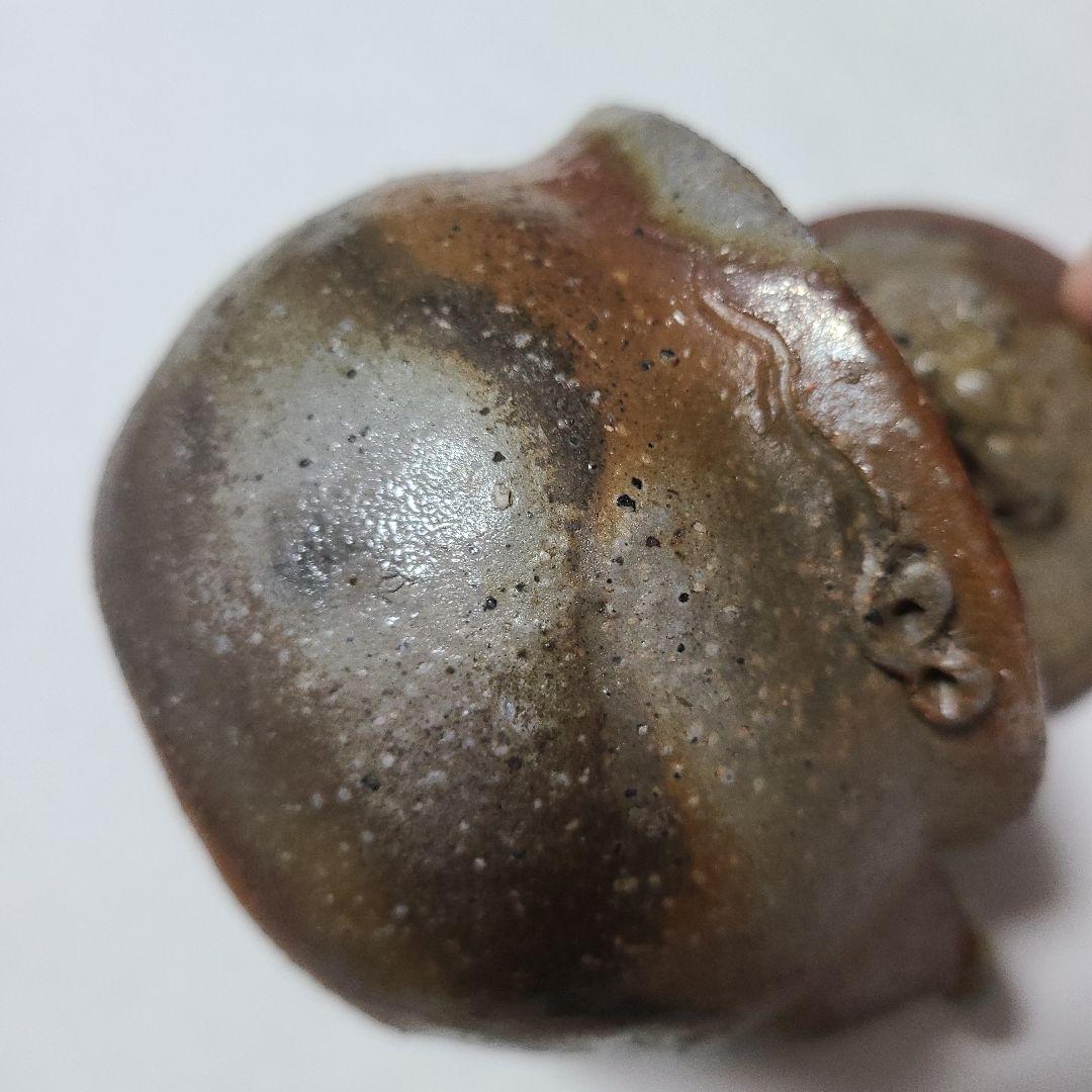 ■ 備前焼 茸 宝瓶 青 在銘　茶道具 煎茶器 青備前