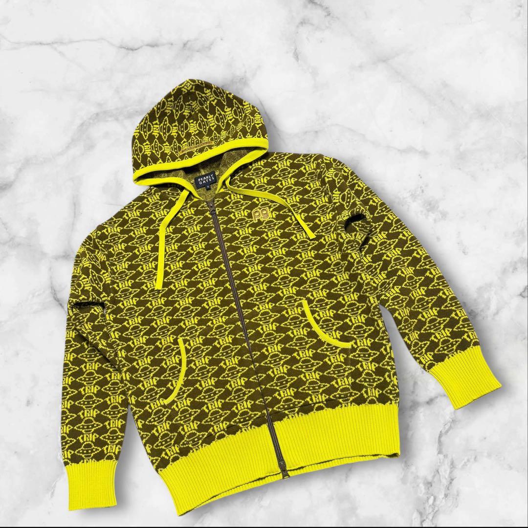 PEARLYGATES UFO総柄ニットジップアップジャケット　サイズ0美品