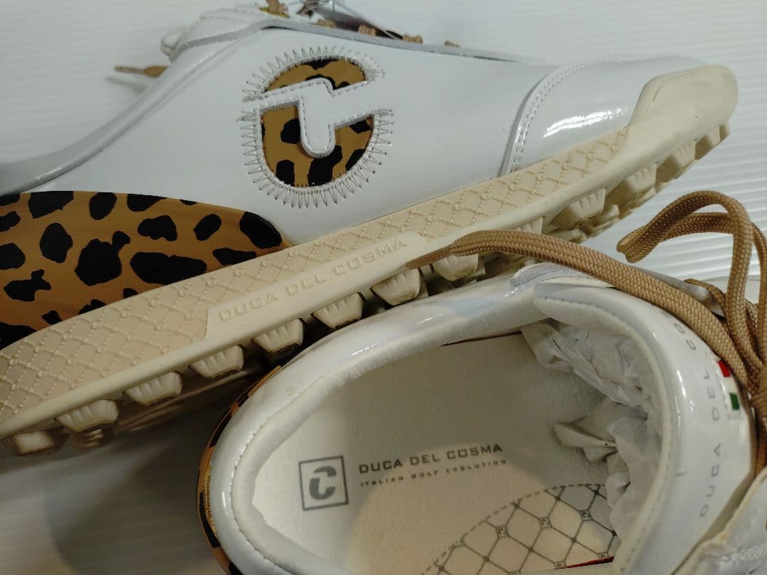 DUCA DEL COSMA ゴルフシューズ ホワイト/レオパード