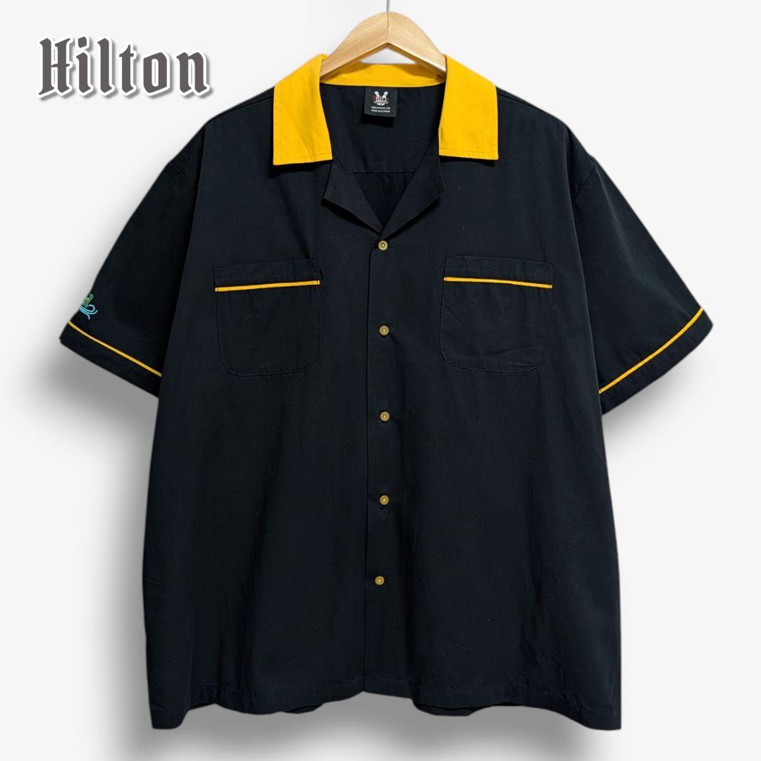 Hilton ヒルトン ボウリングシャツ XL イエロー 大きめ