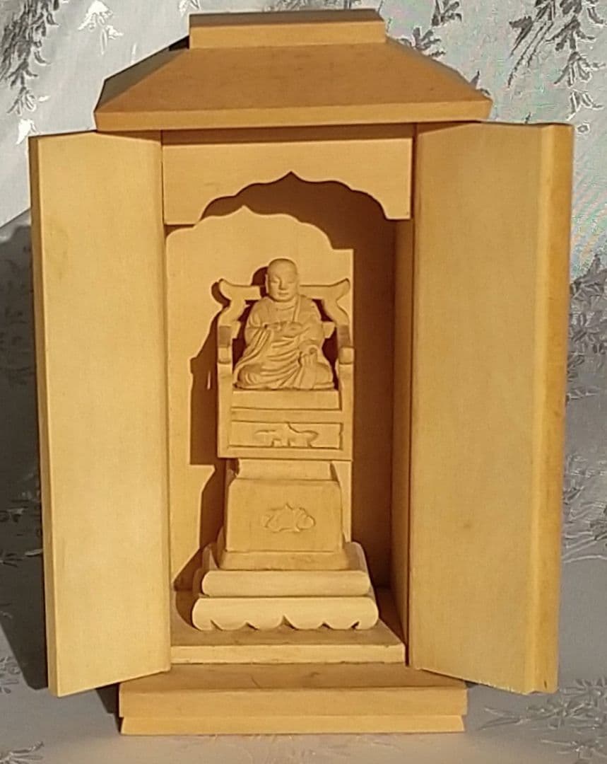 弘法大師坐像【極小】#397 厨子入り 空海 お大師さま 木彫 仏像