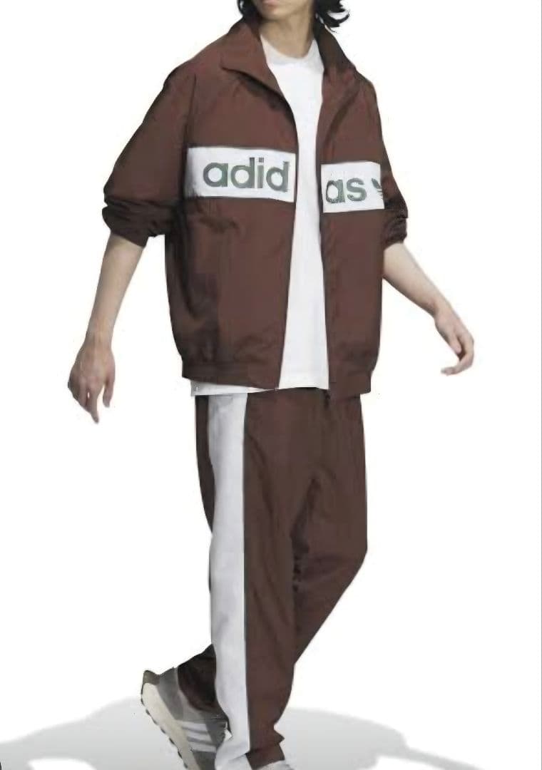 adidas ナイロンジャケット ジャージ上下 セットアップ 上着L ズボンXL