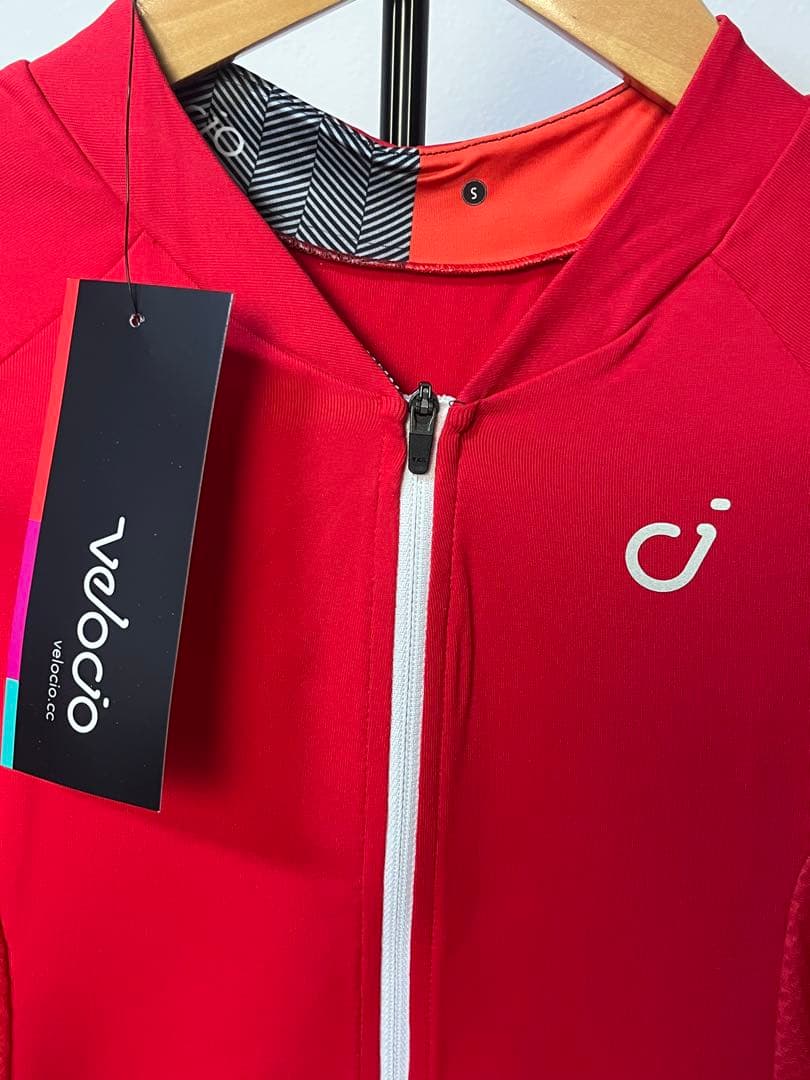 Velocio サイクルジャージ ロングスリーブ 春夏 Sレディース レッド