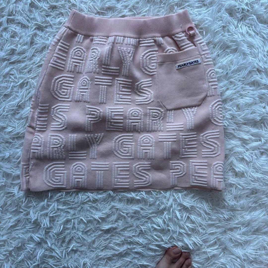 パーリーゲイツ セットアップ ニットセーター 総柄 ピンク ゴルフウェア