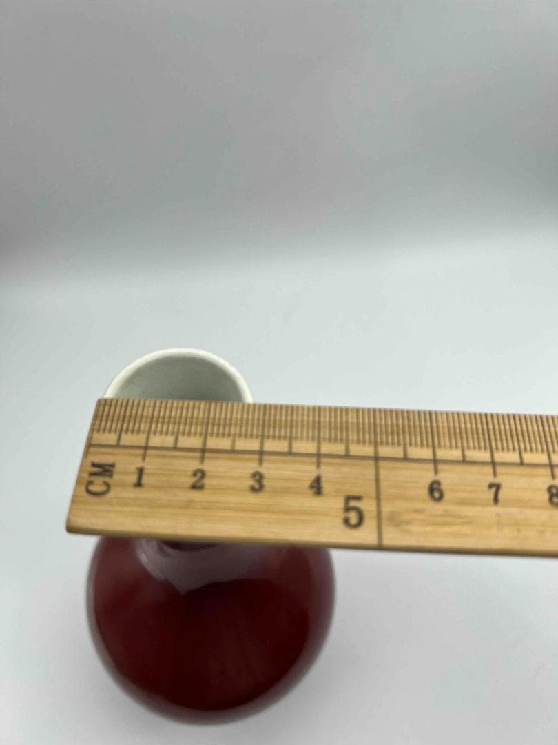 清康熙時代 【大清康熙年製】在銘　火焔紅釉橄欖瓶 紅釉大瓶郎窯紅釉 (A-75)