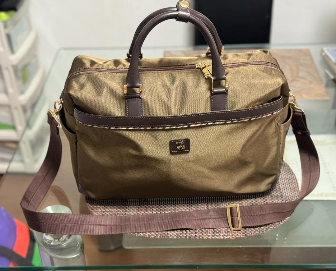 ブラウン ナイロン ボストンバッグ