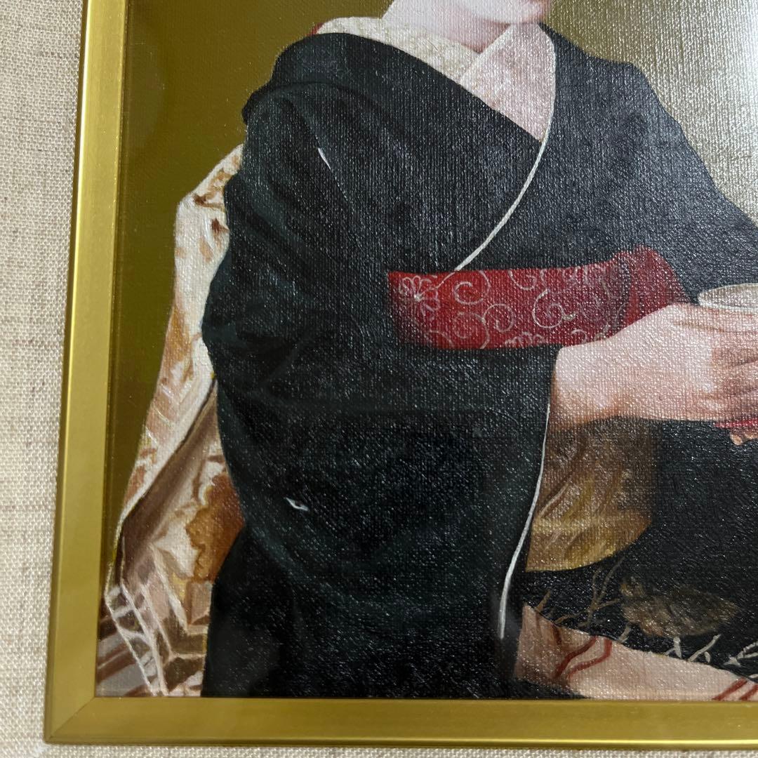 ⭕️油絵　二科会　会員　松井敏郎　画題　[御点前] SM パリ賞受賞　油彩　絵画