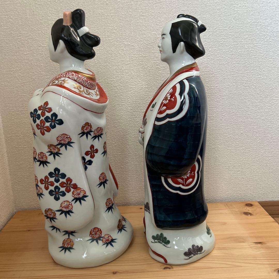 有田焼 円左エ門 古伊万里 人形写 男女ペア 大型 高さ約43cm床の間和室飾り
