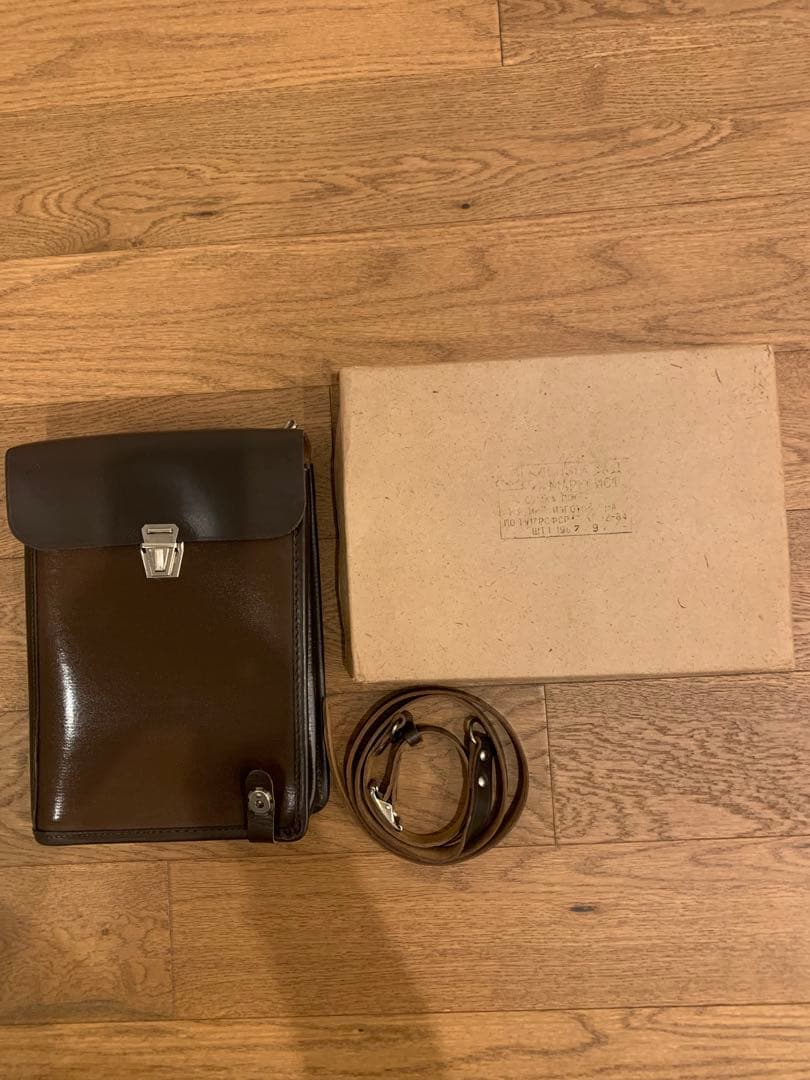 希少品箱付 旧ソ連軍将校用本革マップケ ース図嚢ミリタリーデッドストック