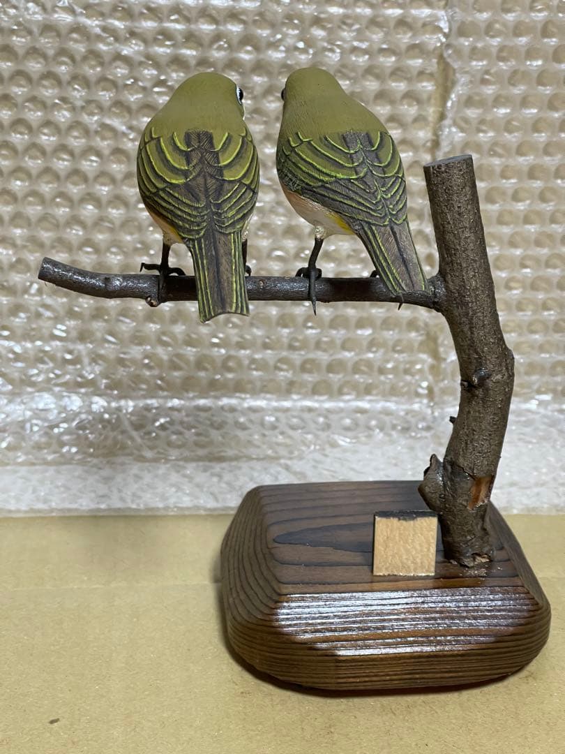 木彫り　バードカービング　メジロ